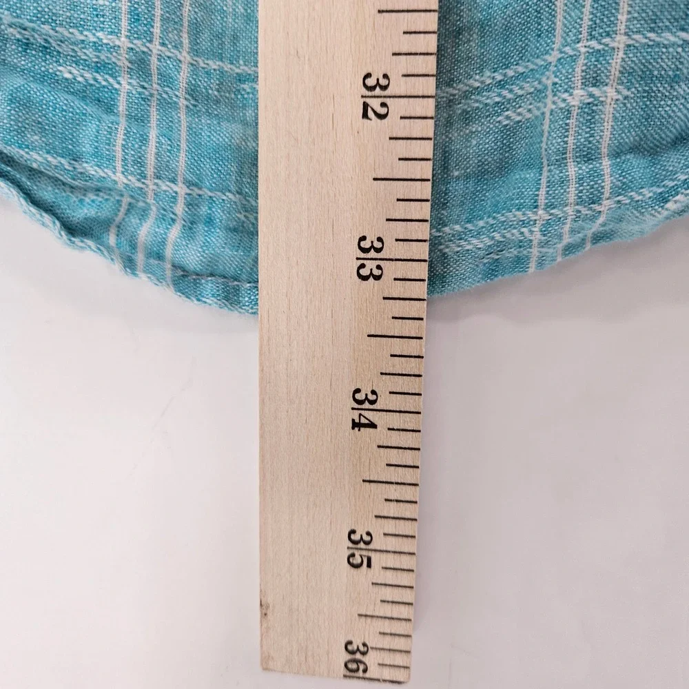 Tommy Bahama Shirt Mens XXXL Linen Long‎ Sleeve Button Up Blue White Check